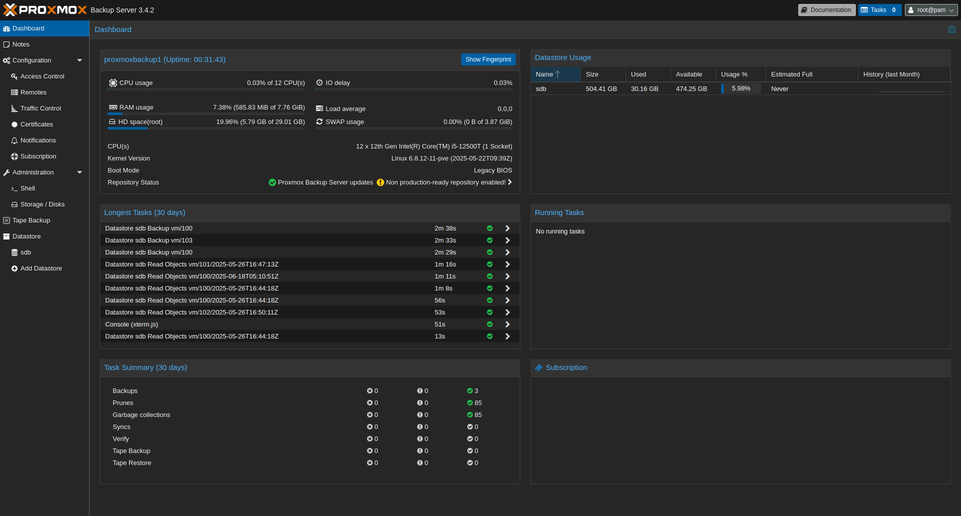 Proxmox Backup Server Environment